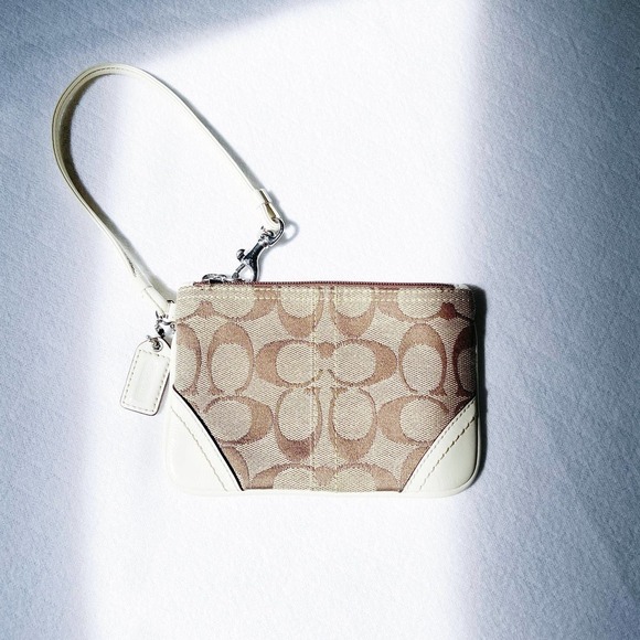 Coach Logo Wristlet Beige and Coral Purse - Picture 6 of 6